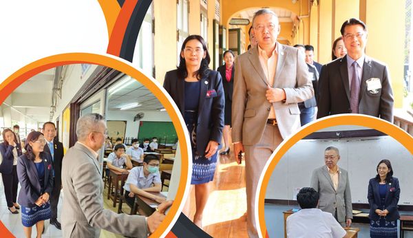The Minister of Education (Police General Permpoon Chidchob) visited the O-NET examination for secondary level 3 at Suankularb Wittayalai School.